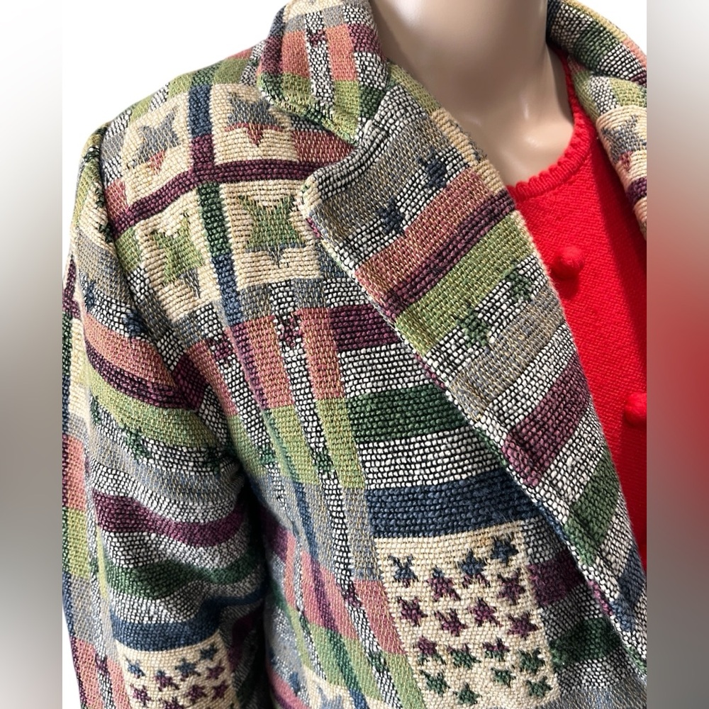 Tapestry style New identity southwestern patriotic cropped jacket-MP - Picture 5 of 11